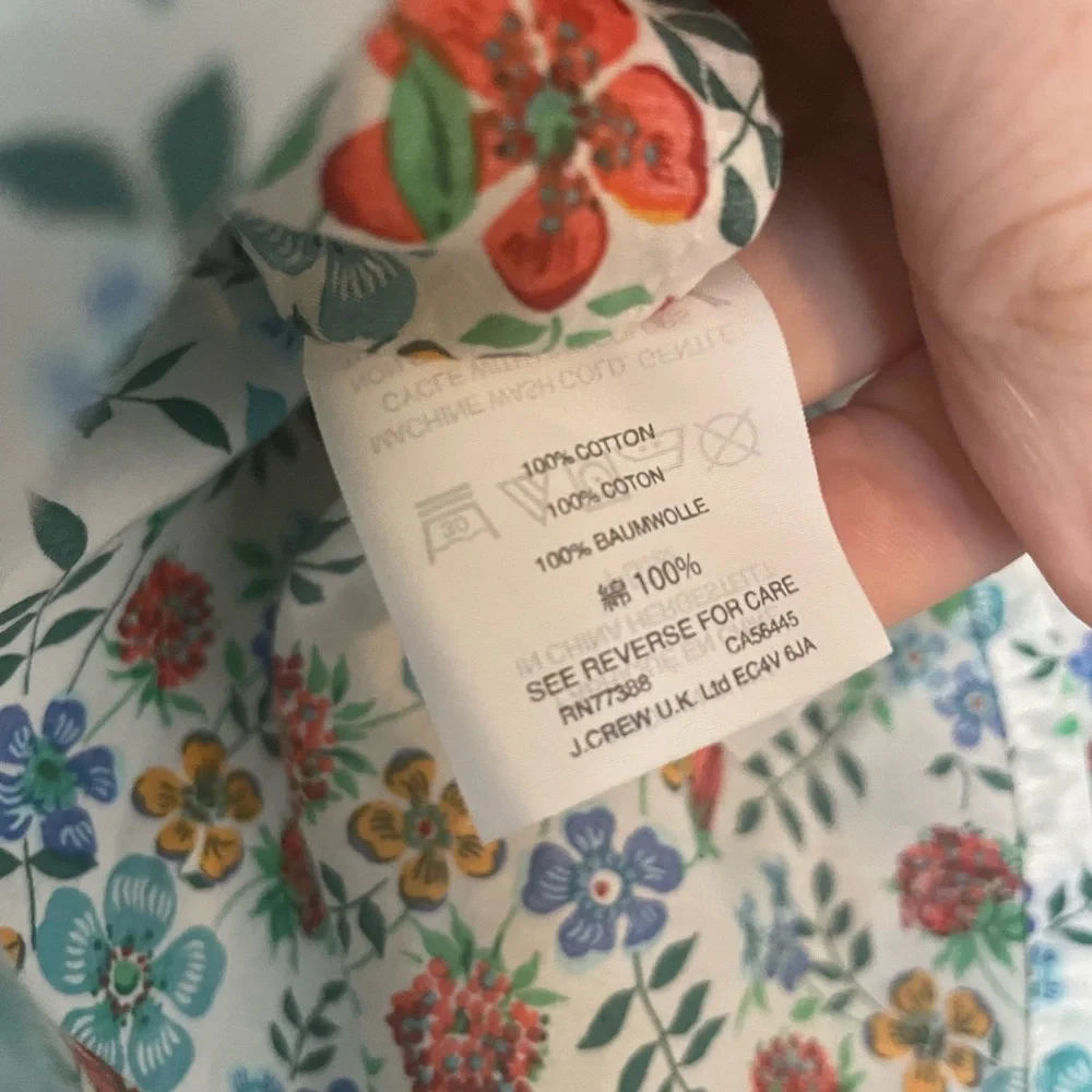 J. Crew Off-Shoulder Floral Blouse in Light Blue with Multi-Color Print